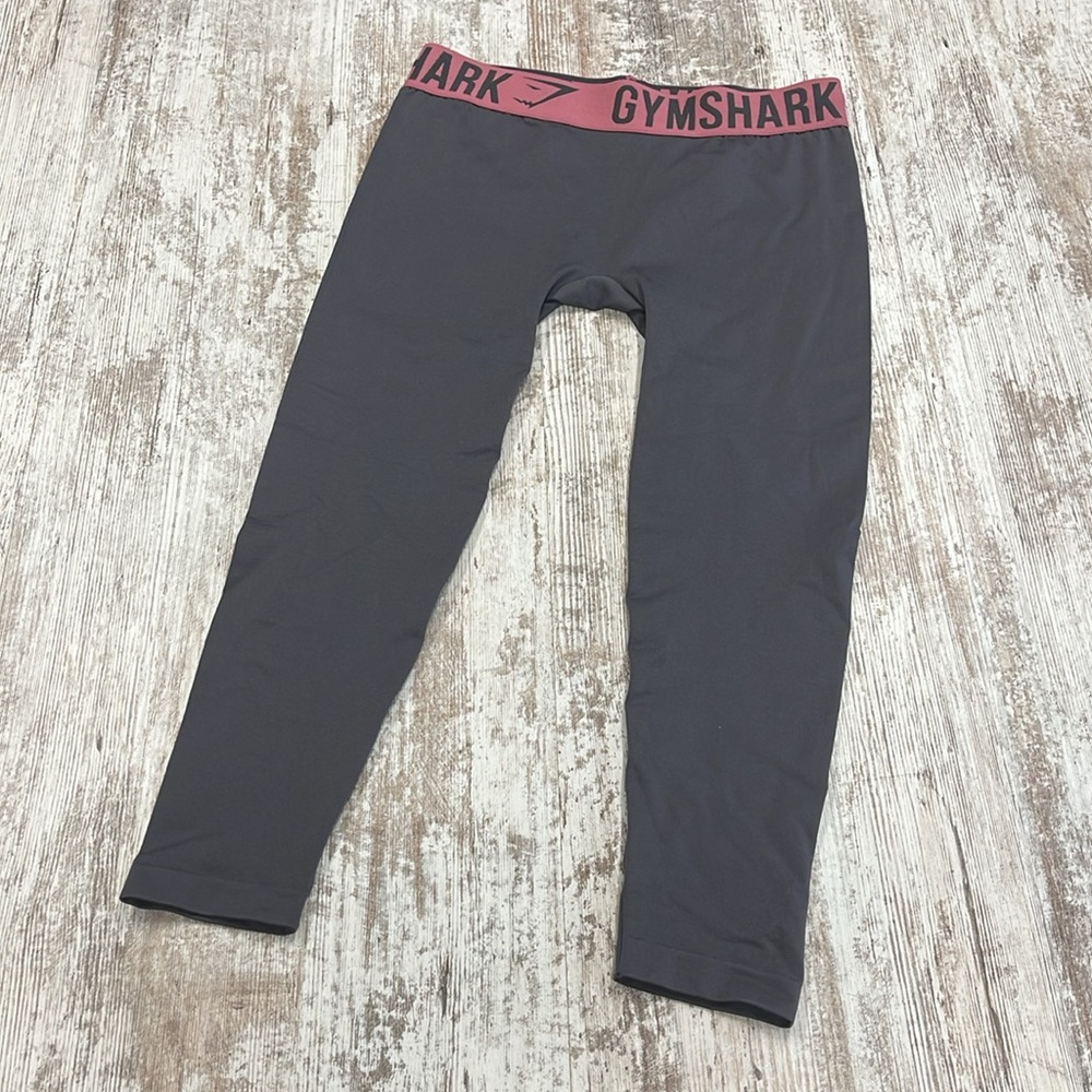 Gymshark Black Leggings with Pink Waistband